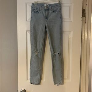 PAIGE Light Blue Ripped Skinny Jeans